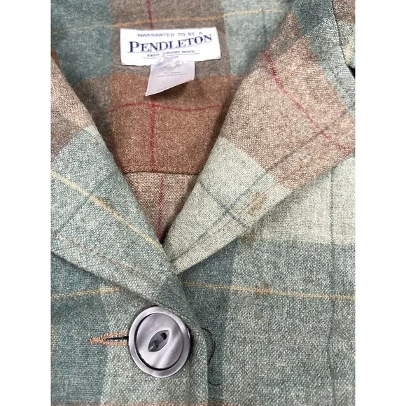 Pendleton Heritage Limited Edition Wool Shacket Shirt Jacket M Green Brown Plaid - Picture 9 of 10